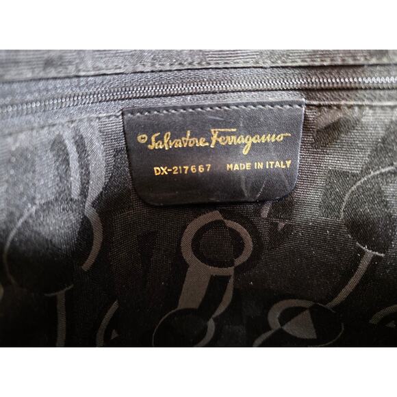 Salvatore Faragamo Shoulder Bag Brown Enamel Leather Tote - Picture 7 of 16